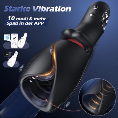 Мастурбатор для чоловіків з 10 режимами вібрації та пульсації, з пульсуючою насадкою та пульсуючою кінцівкою, керування через додаток, Glanvoo