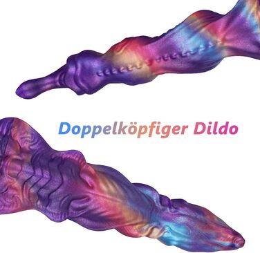 Анальний стимулятор з силікону Hmxseu Monster Doppeldildo - подвійний дildo, 34 см, для жінок, чоловіків, пар