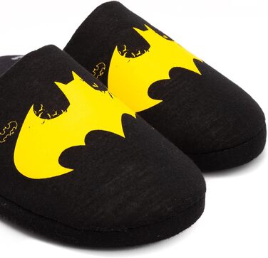 Чоловічі домашні капці DC Comics Batman Dark Knight з жовтим логотипом, чорні, розмір 45/46 EU
