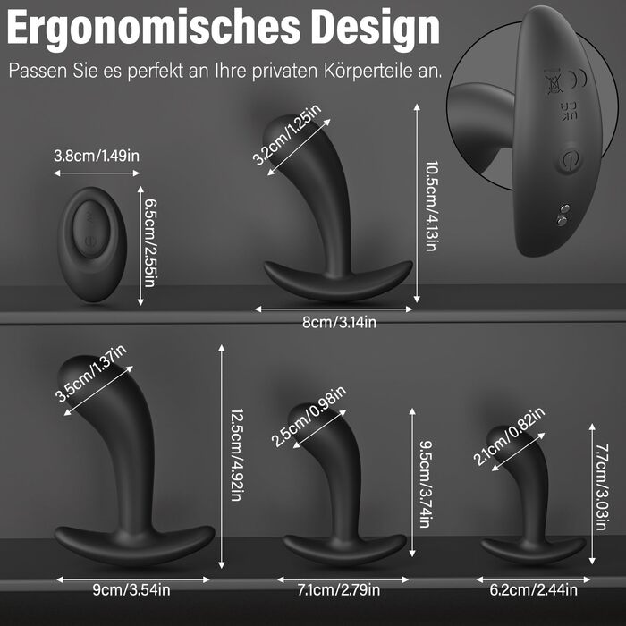 Набір анальних пробок Meeteel (4 шт) з силікону: 12 режимів вібрації, 3 розміри. Стимуляція простати для чоловіків та жінок