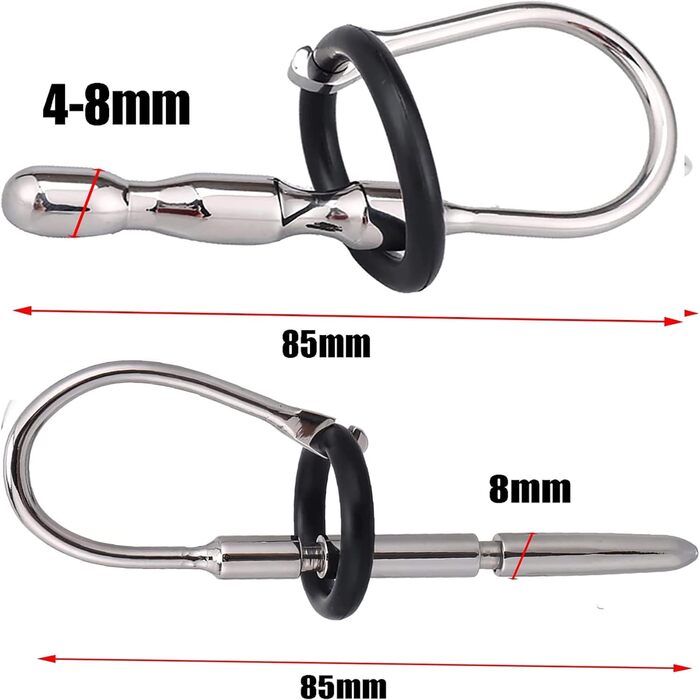 Набір з 6 шт. сталевих дилататорів для чоловіків (25 мм, 30 мм) з кільцем, для простати, мастурбації, срібло