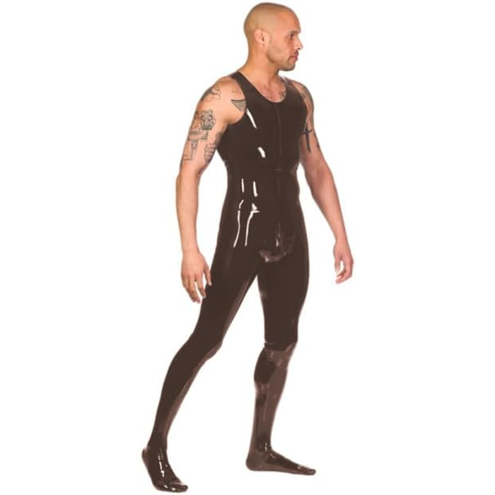 Костюм для чоловіків JQYTEN, фетиш-костюм з штучної шкіри, комбінезон з PVC, для клубів, розмір S-L (Темно-коричневий)