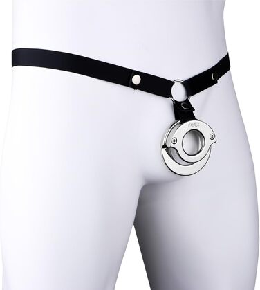 Чоловічий пояс для контролю (кайдани) з нержавіючої сталі - металевий когтей для статевого члена з регульованим замком - набір для кайданів BDSM з кільцями для статевого члена, для чоловіків (L 43 мм)