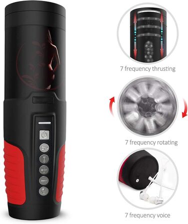 Автоматичний електричний мастурбатор-чаша з телескопічною функцією та режимами обертання. Масажер для чоловіків з 3D силіконовою вагіною, стимулятор пеніса