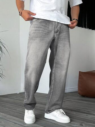 Чоловічі джинси Elegancity Baggy Stretch — широкі штани Straight Y2K Streetwear, Loose Fit, сірі, розмір XS