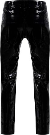 Чоловічі шкіряні лосини Wetlook з еластичною тканиною, обтягуючого крою, чорного кольору. Лосини з еластичною тканиною, обтягуючого крою, з кишенею, чорного кольору.