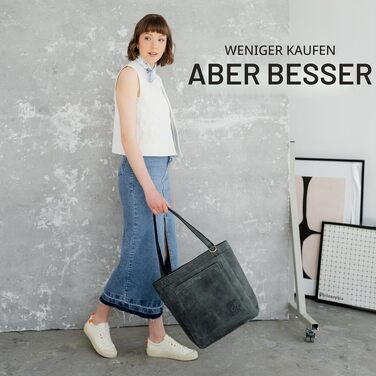 Жіноча шкіряна сумка-шопер Berliner Bags Vintage Seville, класична сумка з ручками (Темно-сіра)