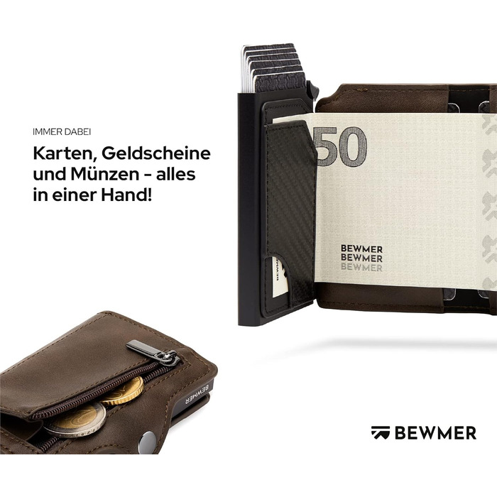 Преміальний кредитний картхолдер BEWMER — Слім-гаманець з RFID-захистом для чоловіків та жінок, коричневий