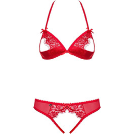 Сексуальний жіночий комплект нижньої білизни Selente Love & Fun: бюстгальтер, трусики та шовкова маска для очей, червоний, EU L-XL