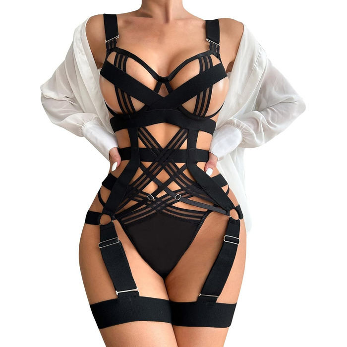 Сексуальна білизна WILLBEST для жінок: комплект бюстгальтера та трусиків, 4XL, чорний