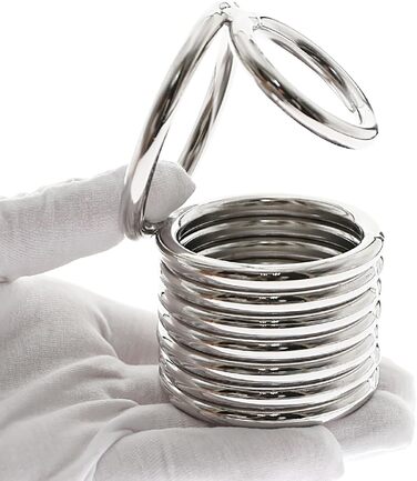 Пеніс-рінг з металу, ходентейлер, стример для яєчок, розтягувач яєчок, стример для яєчок, пристрій для яєчок, вага для яєчок, пристрій для стиснення яєчок, екстремальні сексуальні іграшки для чоловіків, срібло/7 кілець, XL, XL, срібло/7 кілець