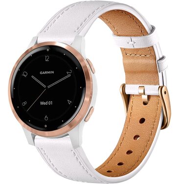 Шкіряний ремінець Issinlky 18мм для Garmin Vivoactive 4S, Venu 2S/3S, Vivomove 3S та Fossil Gen 6/5E/4/3 — білий