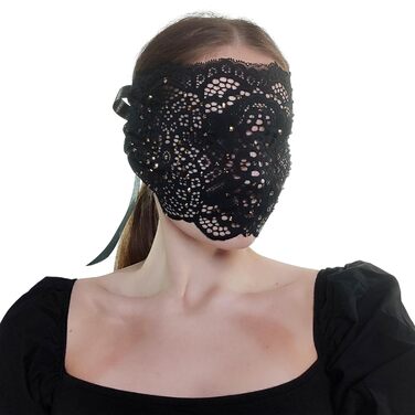 Чорна маска на обличчя з мереживом та стразами для жінок, елегантна венеціанська маска для маскараду, карнавалу, косплею, Хелловіну, Марді Гра, костюмованих вечірок (Чорний (золоті стрази))