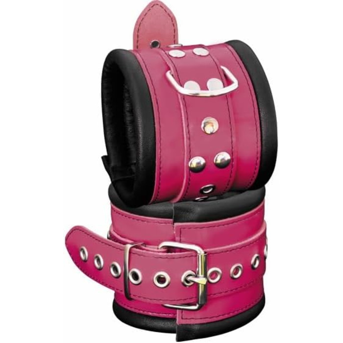 Набір для БДСМ: шкіряне спорядження для зв'язування (набір) - чорний/рожевий