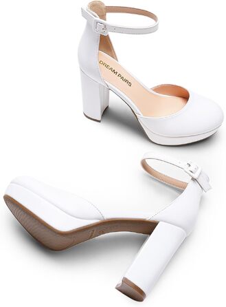 Жіночі туфлі-човники DREAM PAIRS на високих підборах та платформі, білі, розмір 38.5 EU
