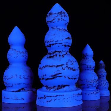 Анальний плагін Jixaxe Riesen з соскою, силікон, XXL, для пар, синій, екстра великий