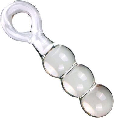 Скляний дилдо ZDJBFA 50 мм, 3 перлини: анальні кульки, масаж простати, стимуляція G-точки, для жінок