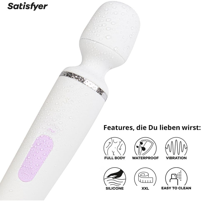 Satisfyer Wand-er Woman: Масажер-паличка з 50 режимами вібрації | Інтимні іграшки для жінок та чоловіків | Тихий та потужний вібратор для тіла | Білий колір
