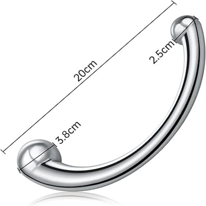 Анальний дildo з нержавіючої сталі з двома наконечниками для пар, масаж G-точки, сталевий фетиш, L, сріблястий