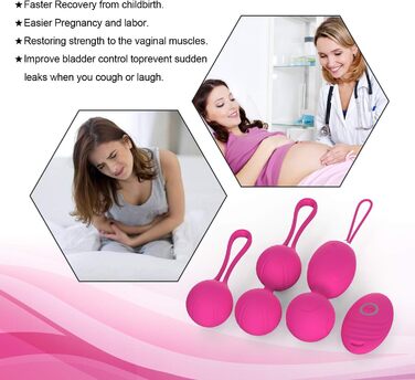 Тренер для впрас для жінок з пультом дистанційного керування, силіконові м'ячики для контролю сечовипускання та впрас для м'язів тазу (Рожевий)