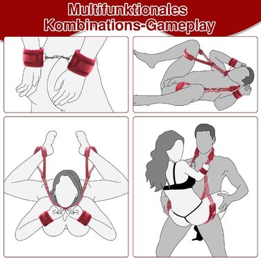 Набір для БДСМ: мотузки, наручники та фетшлі для пар. Червоний