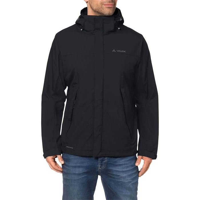 Чоловіча вітро- та водонепроникна куртка VAUDE Escape Light Jacket, дихаюча легка куртка для дощу, чорна, розмір 4XL