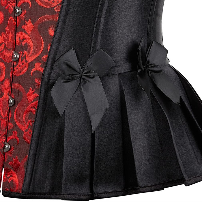 Корсетна корсаж Grebrafan для вечірок у готичному стилі, чорний та червоний, розмір 48-50