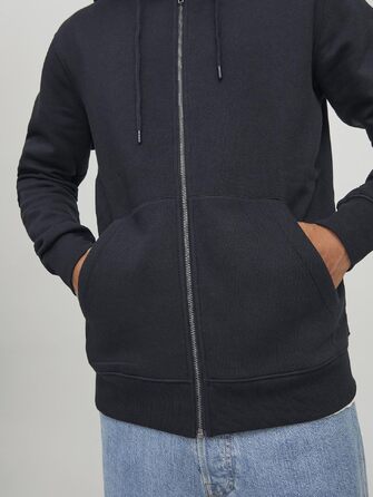 Чоловіча однотонна куртка-худі з капюшоном JACK & JONES, чорна, розмір M