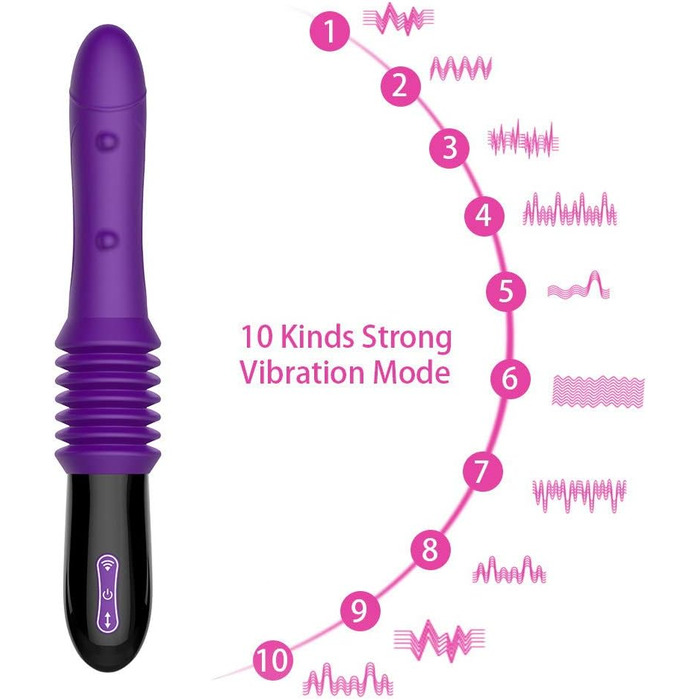 Автоматичний мастурбатор-пістолет з 10 режимами вібрації, телескопічною функцією, реалістичним заходом. Іграшка для дорослих для жінок, фіолетовий
