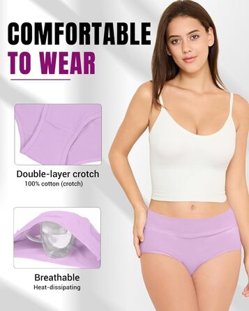 Танстц Спідня білизна для жінок, 5 шт. в упаковці, бавовна, висока талія, дихаючі труси, м'яка жіноча білизна, кольори: червоний, синій, зелений, сірий, чорний (L, світло-блакитний, яскраво-зелений, світло-рожевий, лососевий, світло-фіолетовий)