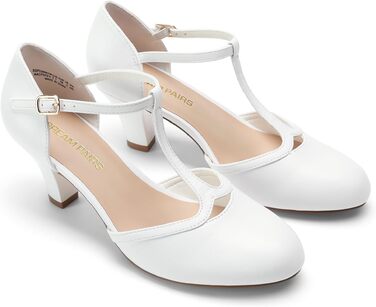 Жіночі туфлі-човники Dream Pairs з Т-подібним ремінцем, білі, розмір 39 EU