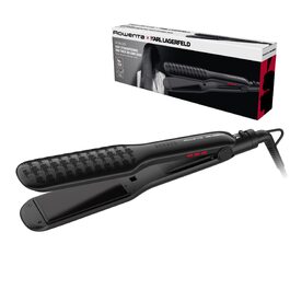 Випрямляч для волосся Rowenta x Karl Lagerfeld SF411L Extra Liss: керамічне покриття з кератином, 6 температурних режимів, швидкий нагрів, чорний