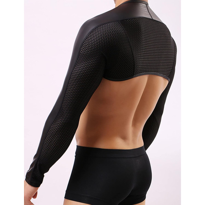 Чоловічий топ FEOYA з довгим рукавом, кроп-модель, металік, боксер, шорти з кишенями, для сцени, клубу, танців, чорний, XS-XL