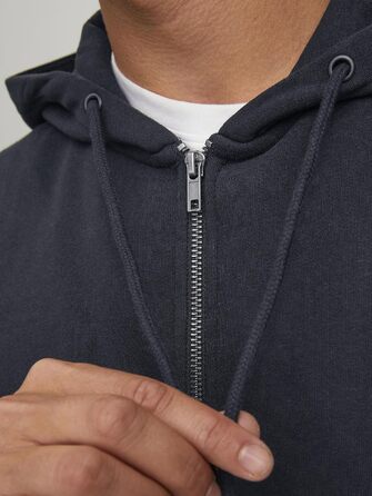 Чоловіча худі на блискавці JACK & JONES одноколірна чорна, розмір XL