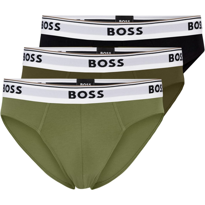 Слідки BOSS чоловічі 3 пари Power з бавовни стрейч з логотипами на поясі (L, -964 Black / Khaki / Olive)