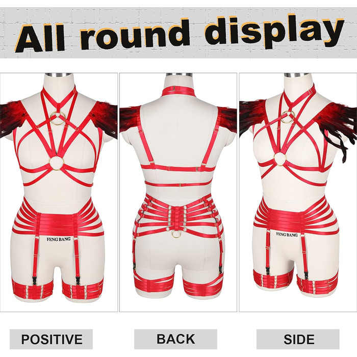 Набір пір'я для жінок PETMHS: корсет, бюстгальтер, клітка, готичний стиль, карнавал, костюм, червоний, великі розміри