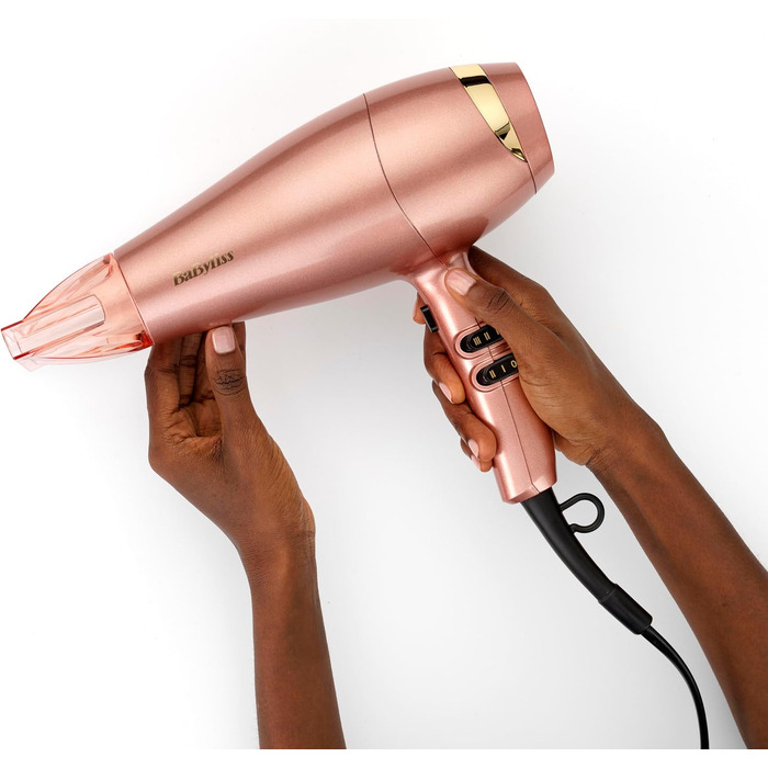 Професійний іонний фен BaByliss Rose Gold 2100W з керамічним покриттям, 3 температурні та 2 швидкісні режими, сріблястий, 5336PE EU