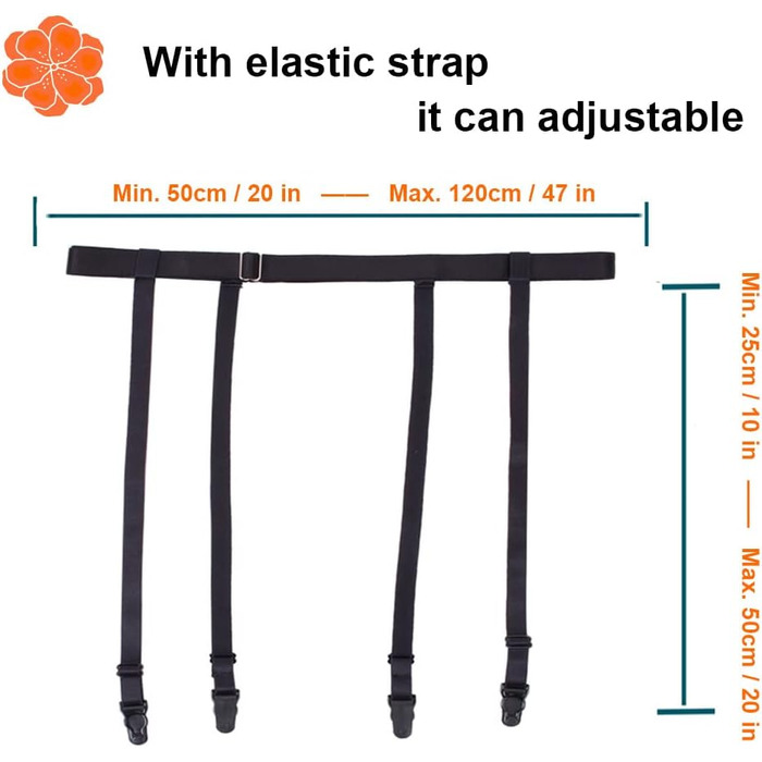 Чорний ремінь на стегна Aneliya Simplicity з металевими затискачами для панчіх, сексуальний стиль