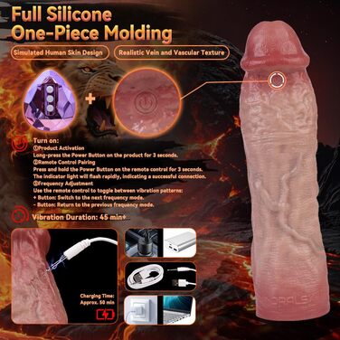 Електричний реалістичний дилдо-рукав для чоловіків з вібрацією (10 режимів) - силіконовий дилдо для стимуляції та збільшення пеніса