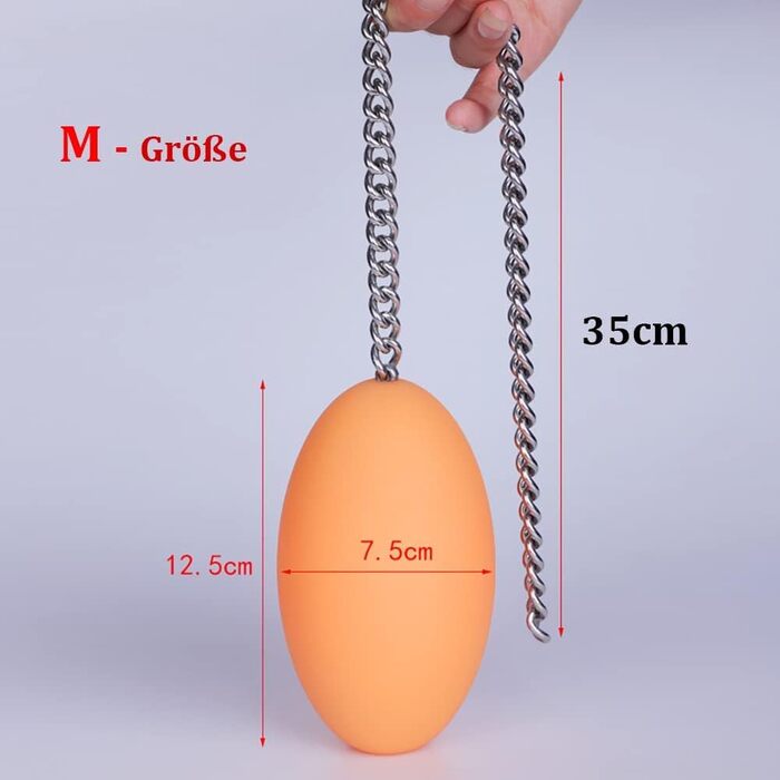 Анальний плаг Guspiun силіконовий, форма яйця, з металевим ланцюгом, 7.5 см, M (Оранжевий)