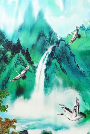 Шовковий халат-кімоно Ledamon для жінок, довгий, 100% шовк - класичний квітковий халат, нічна сорочка (універсальний розмір, пейзаж, весна)