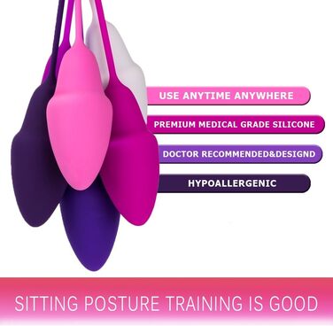 JIELUO Набір тренувальних кульок для підсилення м'язів тазу - 6 шт. для жінок. Тренування м'язів тазу, контроль сечовипускання, сили та координації. Силіконовий тренажер для жінок