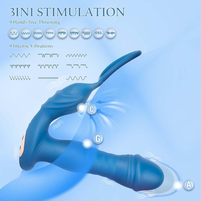 Анальні вібратори LYAMais для чоловіків: стимуляція простати, 9 режимів, кільце для пеніса, масажер-дилда, анальний плаг