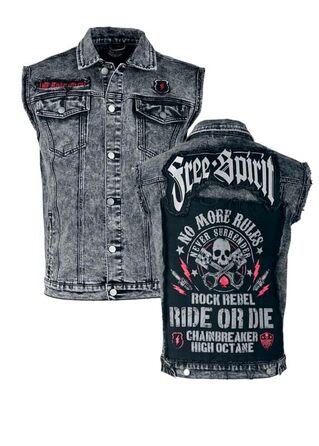 Чоловічий жилет Rock Rebel by EMP чорного кольору з ефектом Acid-Wash, розмір S