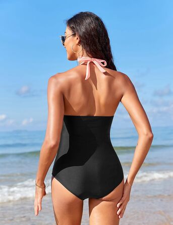 Світшот для схуднення живота, відкрита спина, фігурна модель, халтер, сексуальний пуш-ап купальник з чашками (L, Рожевий)