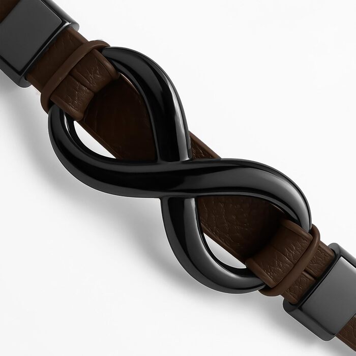 Чоловічий шкіряний браслет UNIQAL 'INFINITY' з нержавіючої сталі, чорний та коричневий, 21 см (у подарунковій коробці)