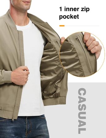 Чоловіча легка вітрівка donhobo — демісезонна куртка-бомбер (Khaki, M)