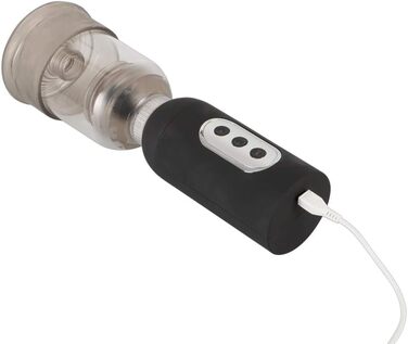 ORION Penispumpe - інтенсивний вакуумний насос для чоловіків, для тренування потенції, симуляції орального сексу, перезаряджається, прозорий/чорний (з 3 режимами всмоктування та 5 рівнями вібрації)