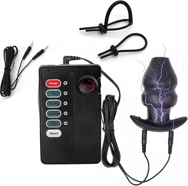 Вібруючий анальний плагін з електричним шоком, кільце для статевого члена та кільце для головки, анальний розширювач, вібруючий статевий іграшок для чоловіків