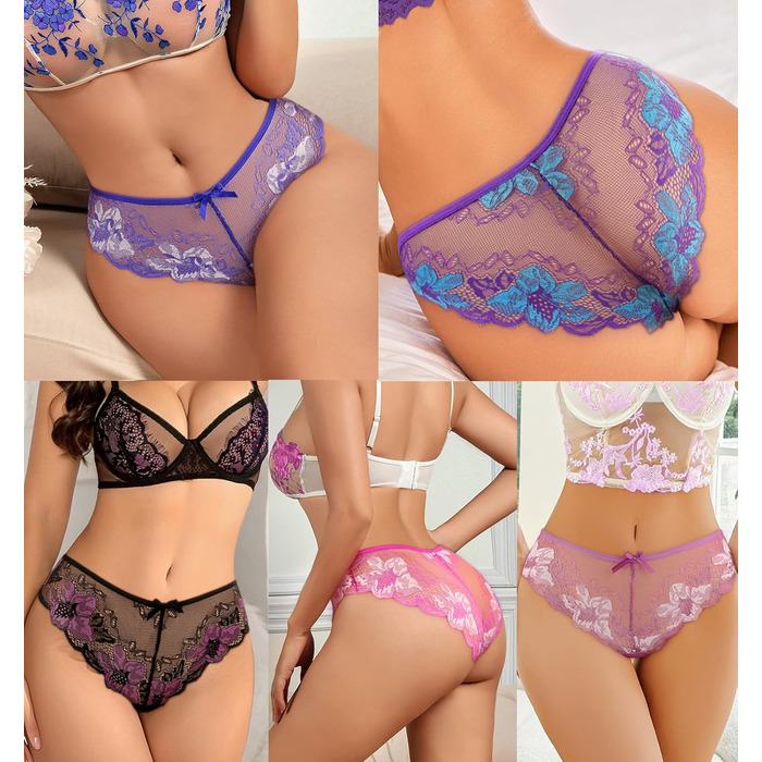 5 пар жіночих трусиків: мереживо, безшовні, сексуальний бразильський комплект, дихаючі, гіпстер, сліп, A-5